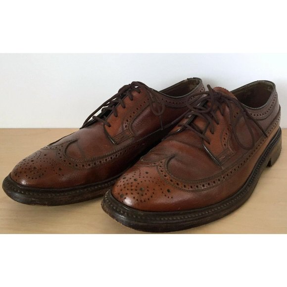 Vintage FLORSHEIM Imperial V-Cleat Brown Leather Wingtip Dress Shoes 5 Nail main image 8